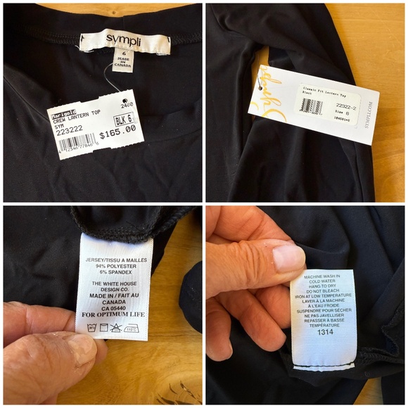 SYMPLI CREW LANTERN TOP STRETCH JERSEY 3/4 SLEEVES CASUAL WORK MINIMALIST NWT 6 - Picture 12 of 12